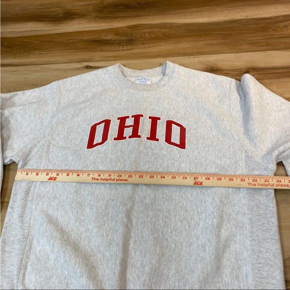 Champion Sweatshirt Mens Gray Reverse Weave Crewneck Long Sleeve OHIO Size Large - Picture 9 of 9